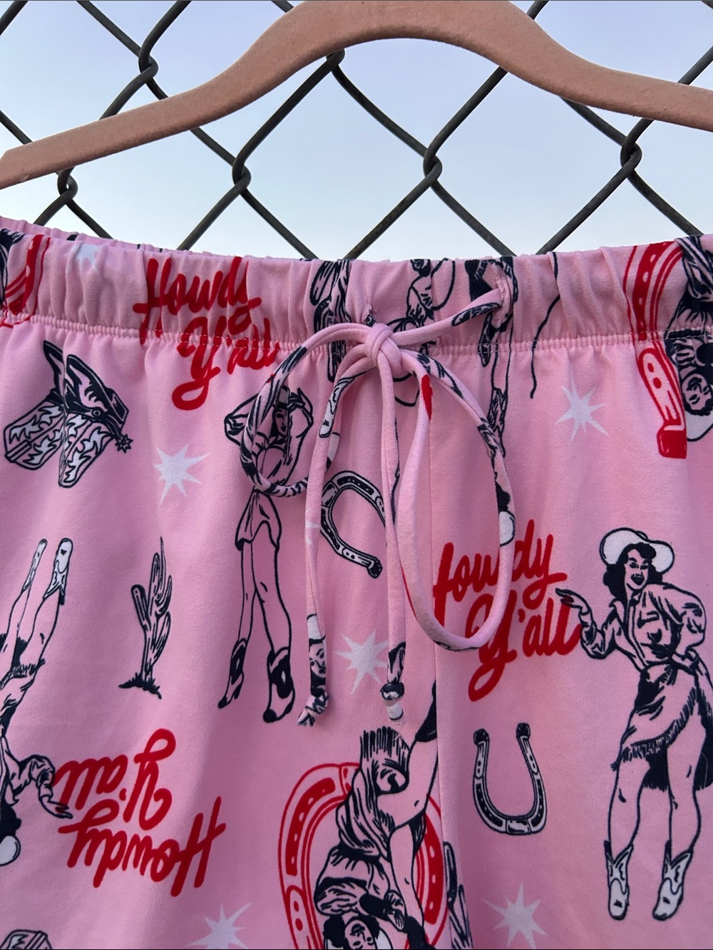 Women's Pink Vintage Cowgirl Theme Printed Short Pajama Set - Picture 6 of 12